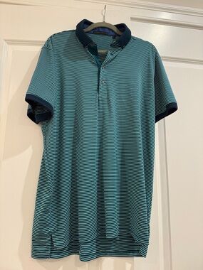Greyson Teal & Navy Striped Polo